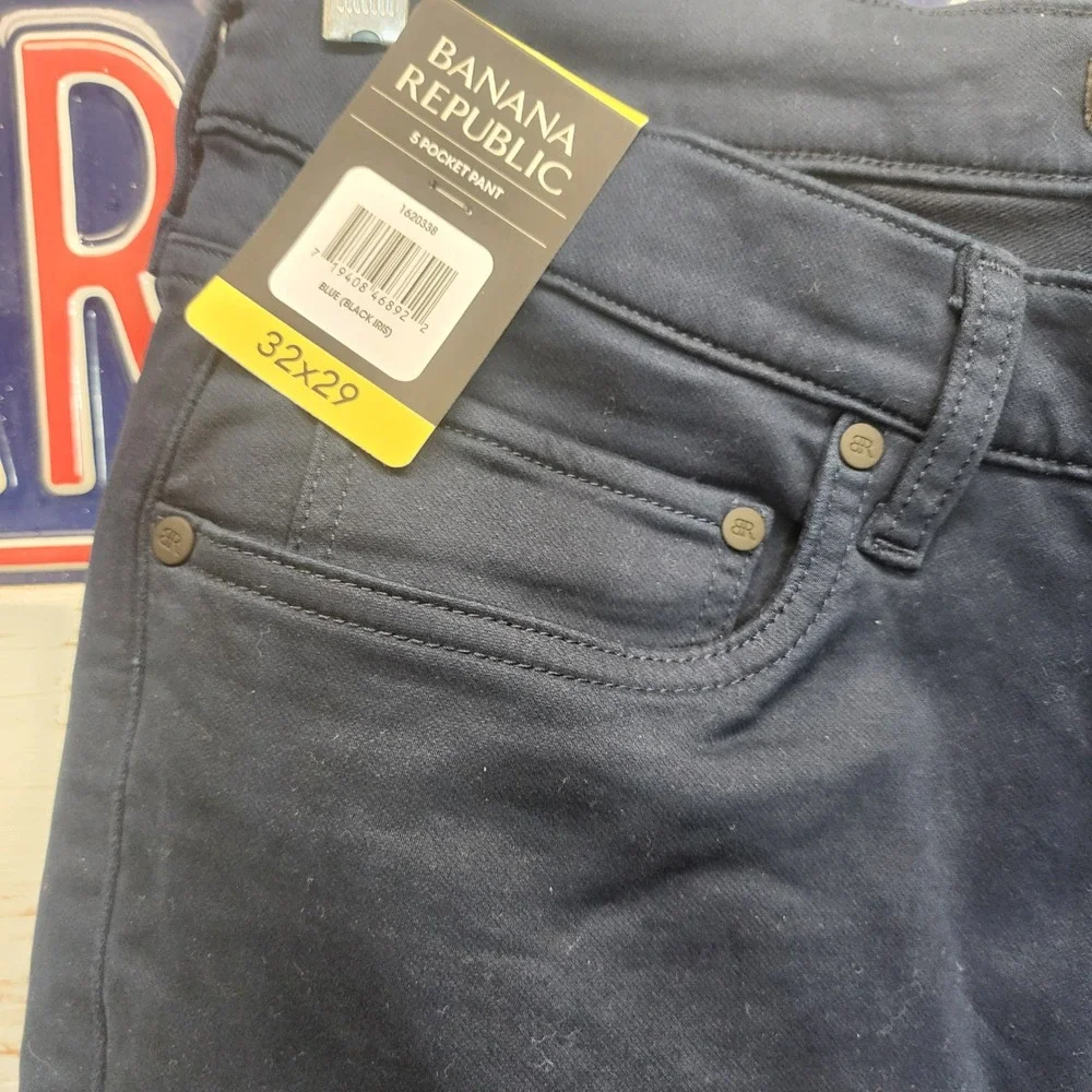Banana Republic Mens 5-Pocket Pants 32x29 Blue Blue Iris Cotton Stretch New